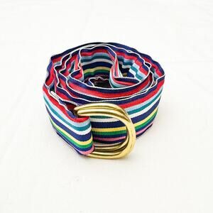 Leather man Navy Striped Adjustable Nylon Belt Size Medium